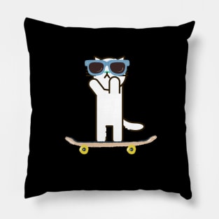 Summer Cat On A Skateboard Pillow