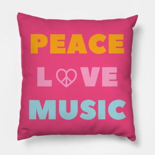 Peace Love Music T-Shirt - Unisex Graphic Tee with Retro Vibe for Casual Wear - Unique Gift for Musicians and Fans Pillow