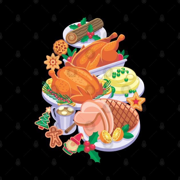 Christmas Thanksgiving Food / Dinner - Funny Holiday by Vector-Artist