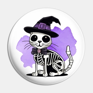 spooky but sweet Halloween skeleton cat Pin