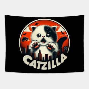 CATZILLA - Cute & Fierce Kitty Overlooking the City Tapestry