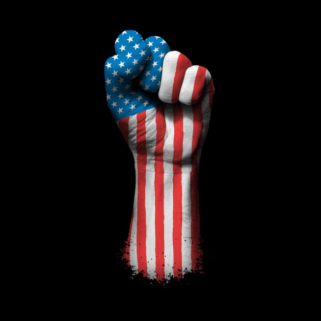 Flag of United States on a Raised Clenched Fist by jeffbartels