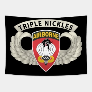 Airborne Badge - 555th Parachute Infantry Bn - SSI w  Triple NIckles Tab X 300 Tapestry