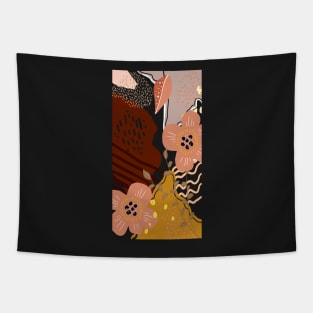 Brown Pastel Retro Floral Celestes Studio© Tapestry