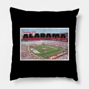 Greetings from Alabama - Vintage Travel Postcard Design Pillow