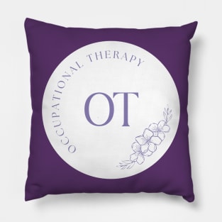 OT floral circle purple & white Pillow