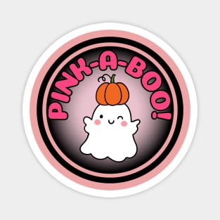 Cute Pink-a-Boo Halloween ghost wearing pumpkin gender Magnet