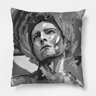 Black and white Apollo Greek Mythology Art Pillow