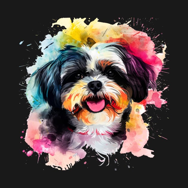 Shih Tzu Dog Water Color Pop Art Design for Dog Lover by karishmamakeia