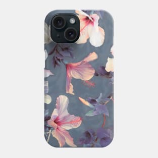 Butterflies and Hibiscus Flowers - a painted pattern Phone Case