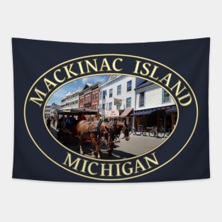 Horse and Carriage in Historic Mackinac Island, Michigan Tapestry