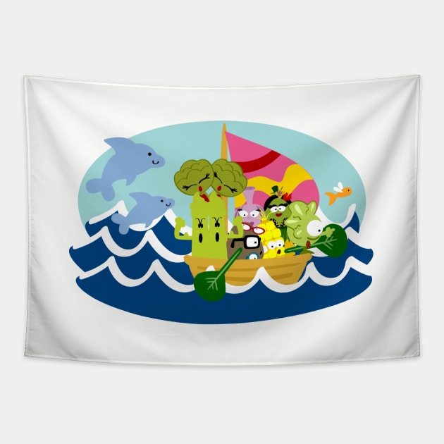 Veggie Ventures Boat Tapestry by soniapascual