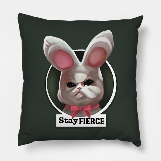 Stay fierce plush rabbit Pillow by Meakm