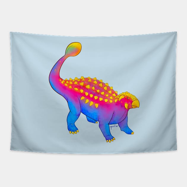 Pansexual Pride Dinosaur Tapestry by Qur0w