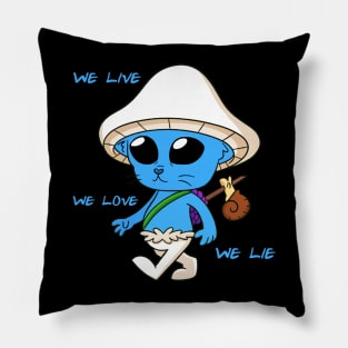 little smurf blue cat Pillow