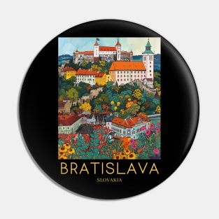 A Pop Art Travel Print of Bratislava - Slovakia Pin