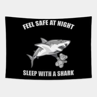 Feel Safe At Night Sleep With A Shark Tapestry