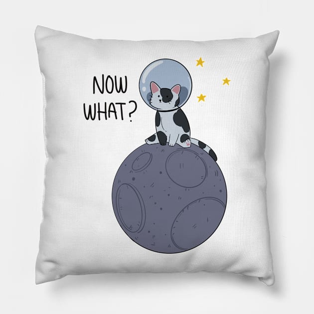 Cat-stronaut? Kitty cow t-shirt Pillow by Skyfrost Studio