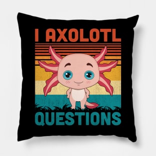 I Axolotl Questions Retro Vintage Funny Cute Axolotl Kids Pillow