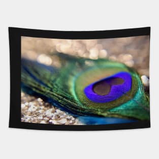 "Gold Sparkle & Peacock Feather" Tapestry
