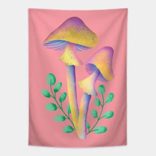 Magic Mushroom with leaves Tapestry