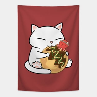 Chubby Cat Takoyaki Tapestry