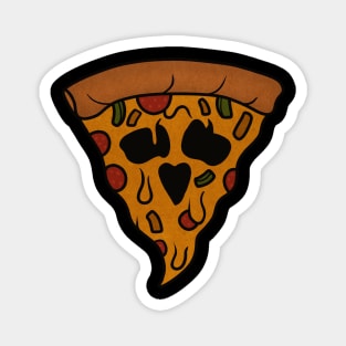 Funny Pizza Skull Face Dripping Halloween Magnet