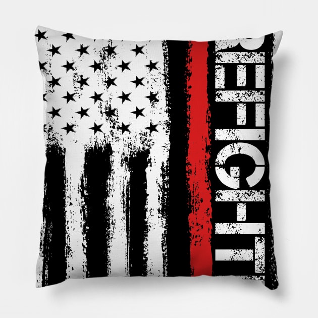 Thin Red Line - Fireman & Volunteer Firefighter Pillow by 5StarDesigns