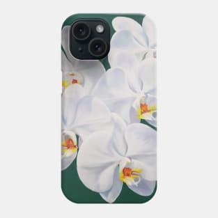 Phaelenopsis - moth orchid painting on green Phone Case