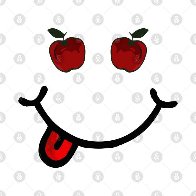 Red Apple & Smile in the shape of a face. by Tilila