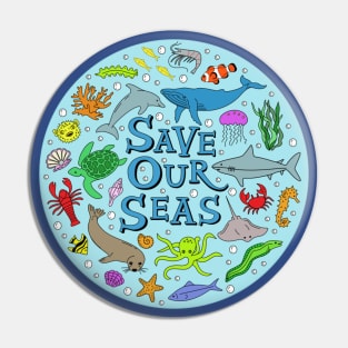 Save Our Seas Save The Ocean Illustration Pin