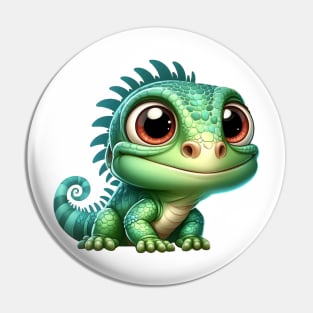 Baby Iguana Illustration Pin