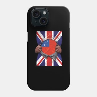 Samoa Flag Great Britain Flag Ripped - Gift for Samoan From Samoa Phone Case