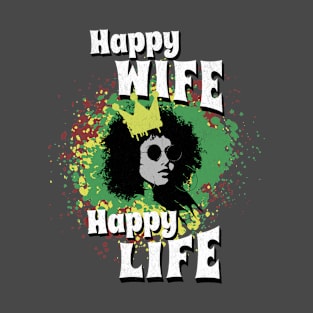 Happy Wife Happy Life Funny Husband Womens Marriage Retro T-Shirt