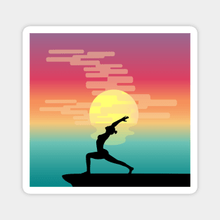 beach sunset yoga Magnet