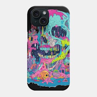 Neon occult Halloween, day of the dead, skull design. Phone Case