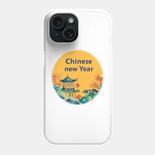 Chinese New Year Celebration: Radiant Blue Red Yellow Green Paintbrush Art Phone Case