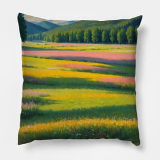 Fantasy Watercolor Print - Spring Flowers Pillow