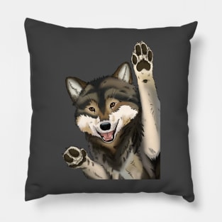 Happy wolf realistic wildlife art Pillow