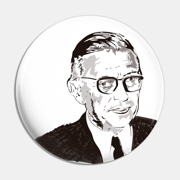 Portrait of Sartre Pin by Slownessi