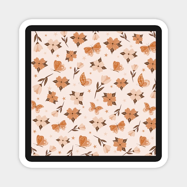 Flowers and butterfles pattern Magnet by dreaminks