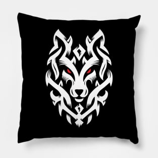 Wolf Tribal Ornament lovely blend drawing cute cool colorful Pillow