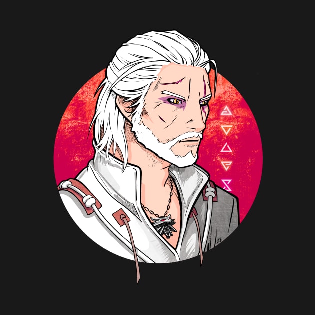 Witcher Geralt - Red Moon by Lix