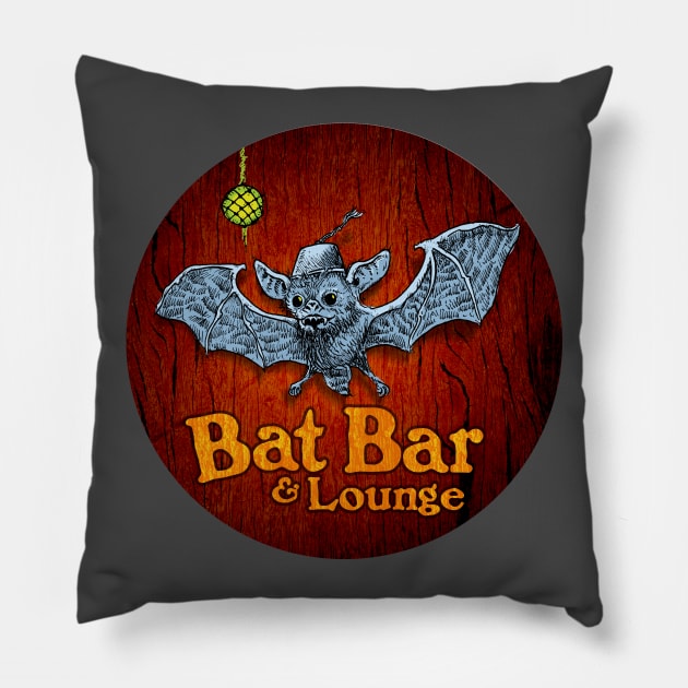 Bat Bar & Lounge Pillow by zerostreet