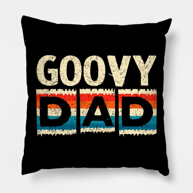 Mens Groovy Dad 70s Aesthetic Nostalgia 1970's Retro Dad Pillow by Xonmau