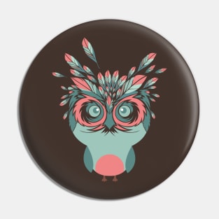 Whimsical Owl Feathers Happy Thanksgiving Pin