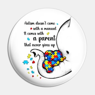 Autism Mom Shirt Elephant Mom Autism Child Awareness T-Shirt Pin