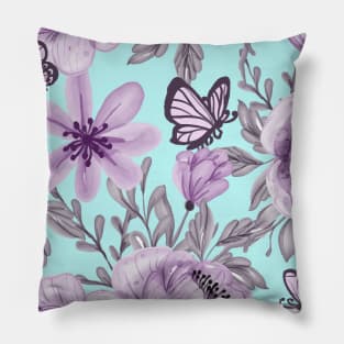 Butterfly and Flower Pattern Pillow