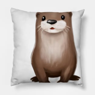 Cute Otter Drawing Pillow