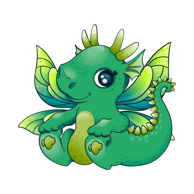 Cute green little dragon with yellow wings by  ESHA-Studio